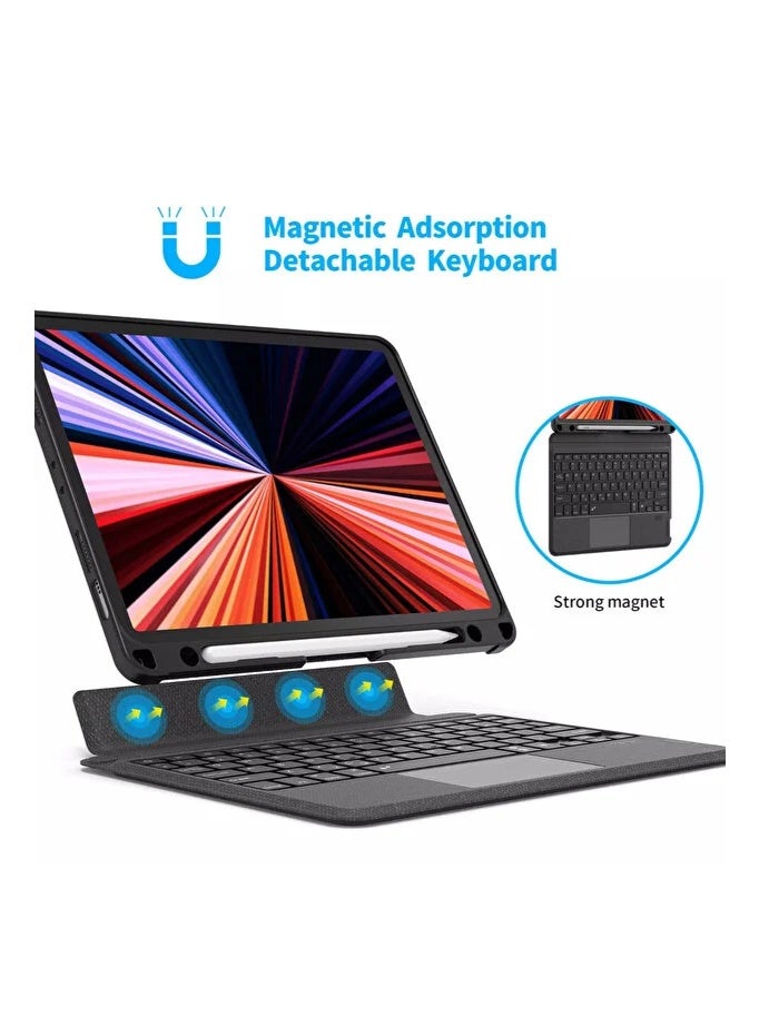 PAST WORLD Arabic and English keyboard case for iPad 10.2 9th generation 2021/8th generation 2020/7th generation 2019/iPad Air - Image 1